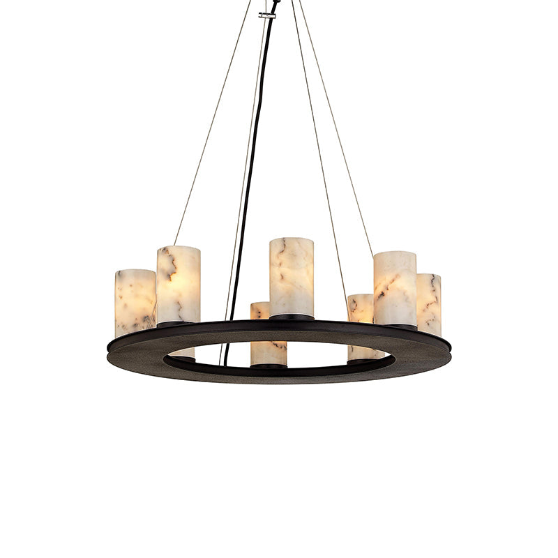 Scarlett Modern Round Industrial Candelabra Round Black Alabaster Chandelier Chandelier Kevin Studio Inc   