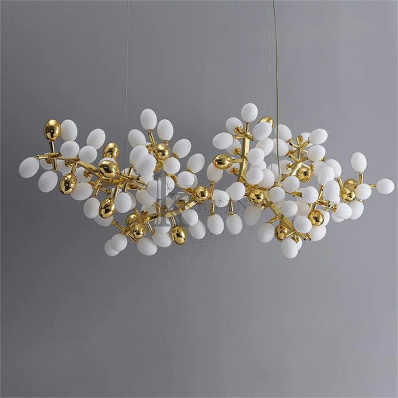 Goya Post Modern Linear Grape Branch Chandelier over Dining Table Branch Chandelier Kevin Studio Inc 59''L  