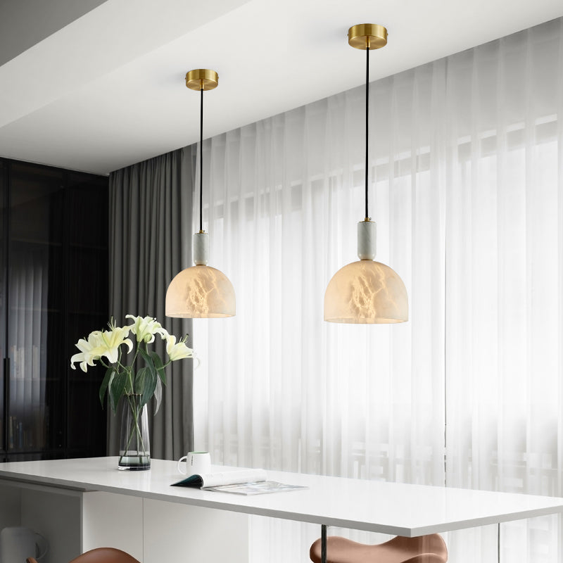 Aubry Modern Alabaster Bedside Pendant Light, Bedroom Pendant Lamp Chandelier Kevin Studio Inc   