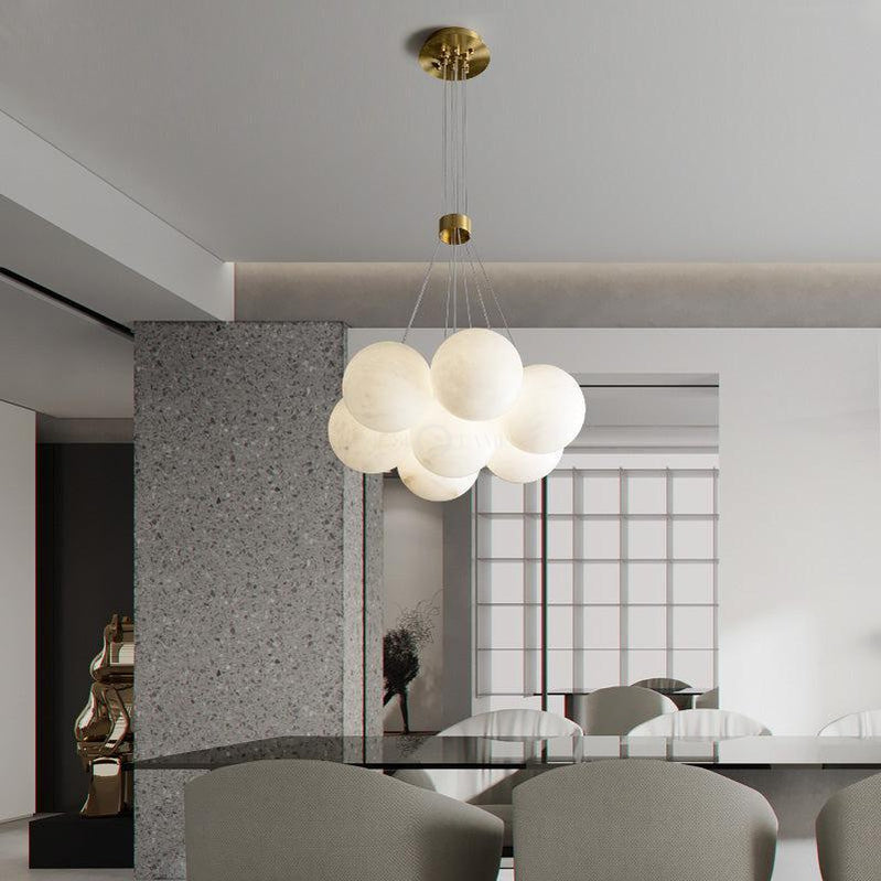 Sophie Modern  Alabaster Ball Pendant Light, Dining Room Light Chandelier Kevin Studio Inc   