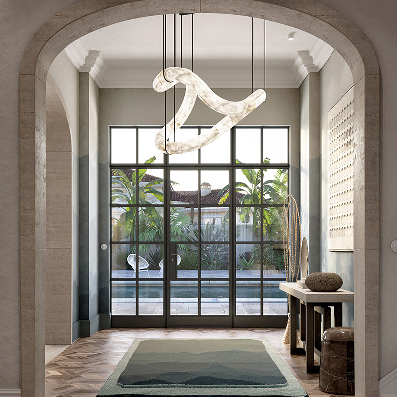 Oslo Infinity Symmetrical Entryway Alabaster Pendant Light, Entrance Pendant Light Chandelier Kevin Studio Inc   