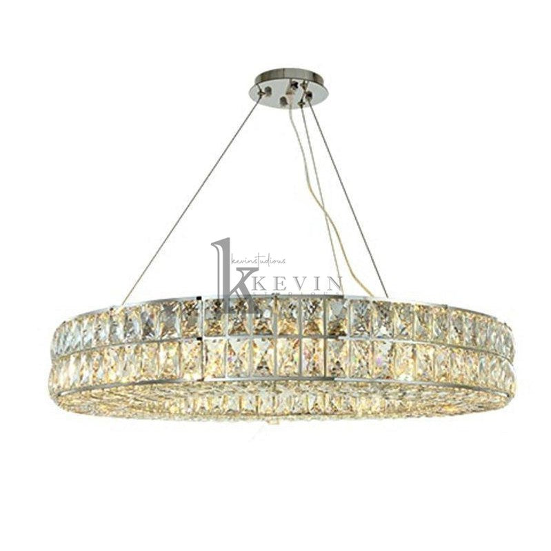 Quincy Modern Crystal Wheel Round Chandelier , Chrome, Round Crystal Chandelier For Living Room chandelier Kevin Studio Inc   