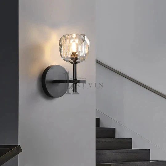 Floris Modern Clear Crystal Ball Short Wall Sconce, Crystal Led Wall Lights for Bedroom Wall Sconce Kevin Studio Inc   