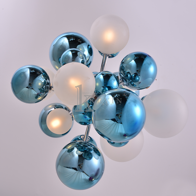 Blue Glass Ball Living Room Pendant Light Chandelier Kevin Studio Inc   