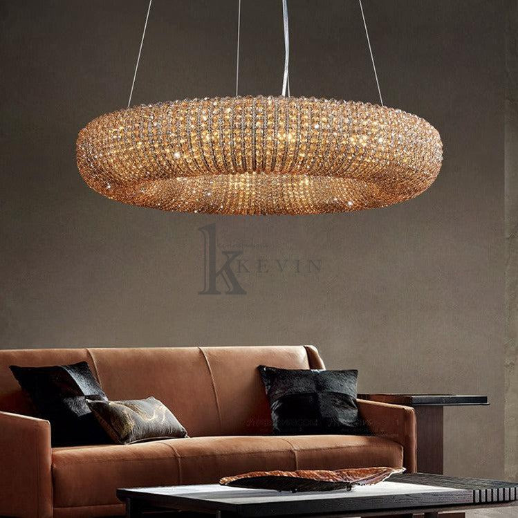 Notus Modern Halo Round Smoky Crystal Chandelier chandelier Kevin Studio Inc   