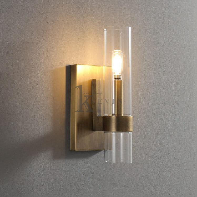 Develle Modern Glass Tube Wall Light For Bedroom, 12" H wall sconce Kevin Studio Inc Brass  