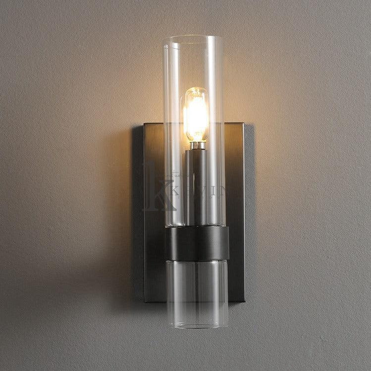 Develle Modern Glass Tube Wall Light For Bedroom, 12" H wall sconce Kevin Studio Inc Black  