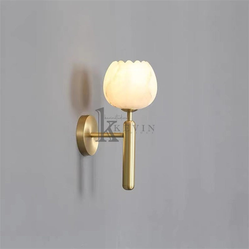 Branca Modern Alabaster Globe Wall Sconce For Bedroom Wall Light Fixtures Kevin Studio Inc Brass  