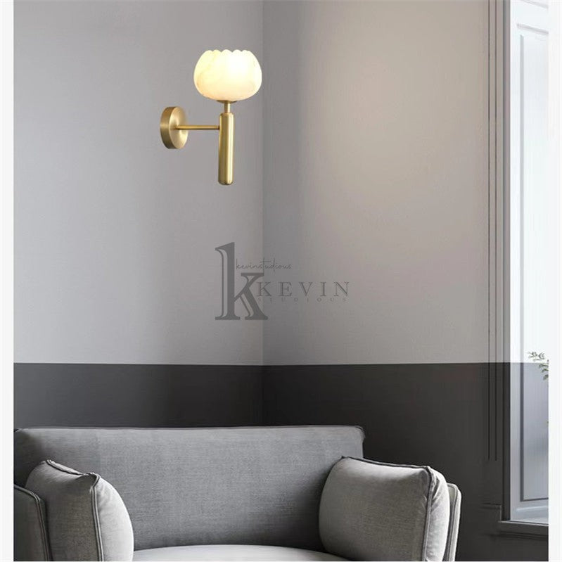 Branca Modern Alabaster Globe Wall Sconce For Bedroom Wall Light Fixtures Kevin Studio Inc   