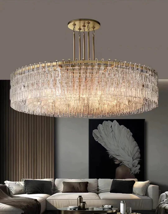 Extra Large Multi-layer Round/ Rectangle Crystal Ceiling Chandelier for Living/ Dining Room Chandeliers kevinstudiolives D39.4"*H13" Gold Warm Light