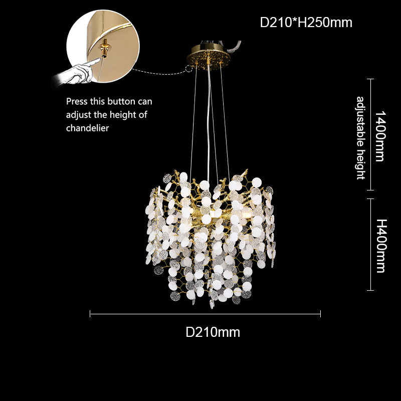 Hades Modern Gold Blossom Crystal Round Branch Chandelier For Living Room Branch Chandelier Kevin Studio Inc 8.27"diam  