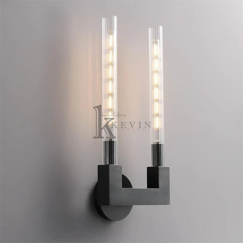 Zreddie Modern Candlestick Double Wall Sconce wall sconce Kevin Studio Inc Matte Black  