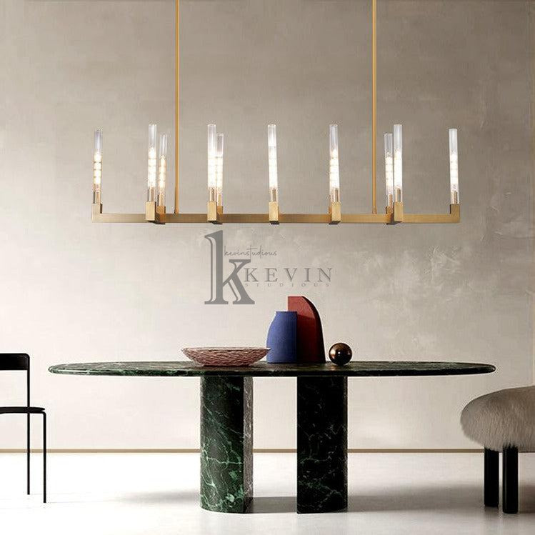 Zreddie Candlestick Modern Linear Chandelier, Island Chandelier 55'' 67'' L chandelier Kevin Studio Inc   