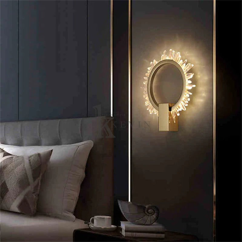 Galisa Modern Rock Crystal Wall Ring Wall Sconce Besides Bed Wall Sconce Kevin Studio Inc   