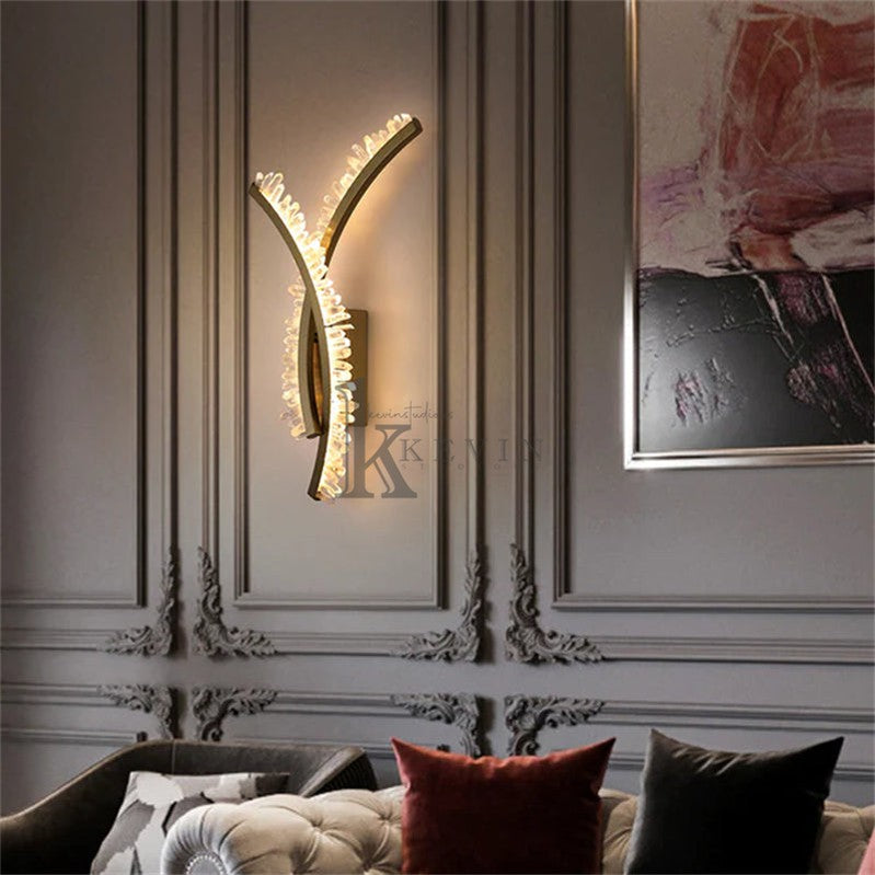 Deirdra Modern Rock Crystal Wall Sconce For Bedroom Wall Sconce Kevin Studio Inc   