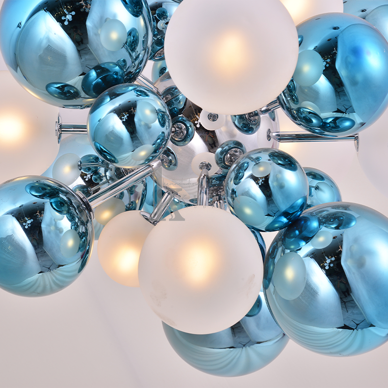 Blue Glass Ball Living Room Pendant Light Chandelier Kevin Studio Inc   