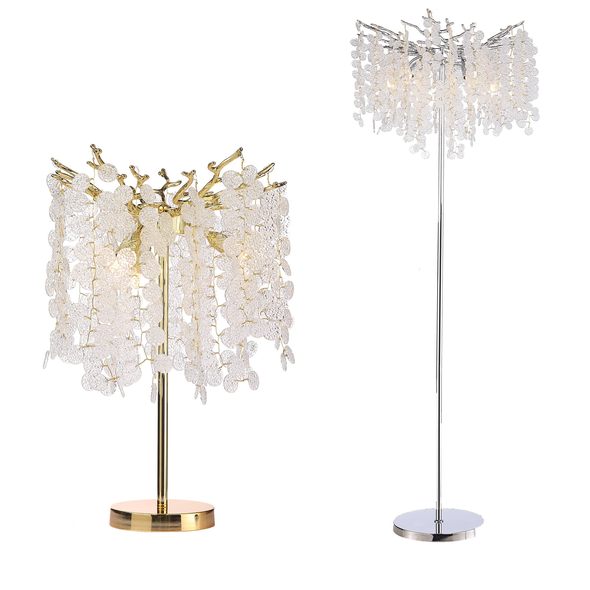 Elspeth Modern Clear Crystal Table Lamp For Bedroom, Gold Table Lamp table Kevin Studio Inc   