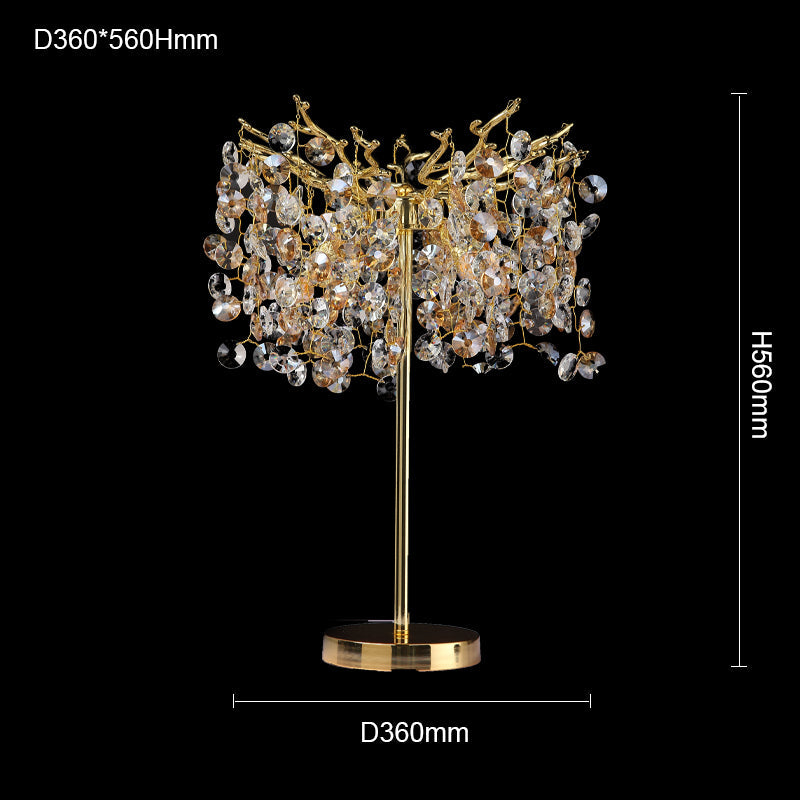 Thisbe Modern Clear Crystal Table Lamp For Bedroom, Gold Table Lamp Branch Chandelier Kevin Studio Inc   