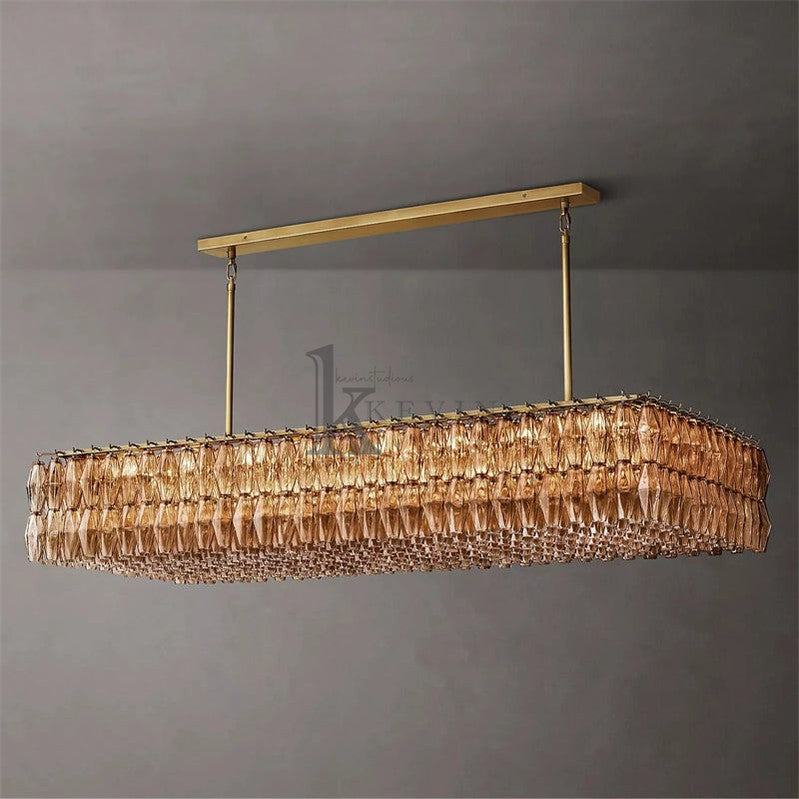 Caelin Modern Rectangular Glass Chandelier 54'' 74'' chandelier Kevin Studio Inc   