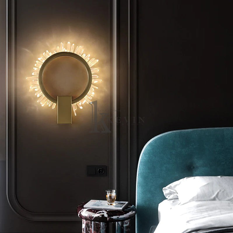 Galisa Modern Rock Crystal Wall Ring Wall Sconce Besides Bed Wall Sconce Kevin Studio Inc 13.8" D X 15.7" H  