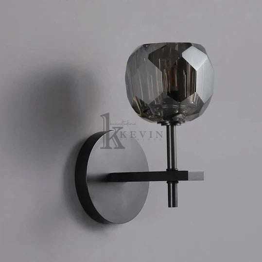 Floris Modern Smoky Crystal Ball Short Wall Sconce, Crystal Led Wall Lights for Bedroom Wall Sconce Kevin Studio Inc   