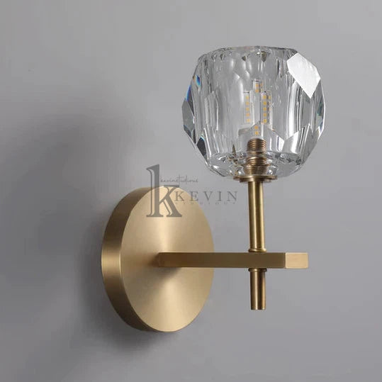 Floris Modern Clear Crystal Ball Short Wall Sconce, Crystal Led Wall Lights for Bedroom Wall Sconce Kevin Studio Inc   