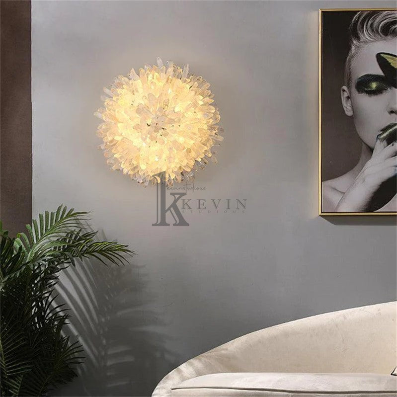 Haroldo Modern Rock Crystal Wall Sconce For Bedroom Wall Sconce Kevin Studio Inc   