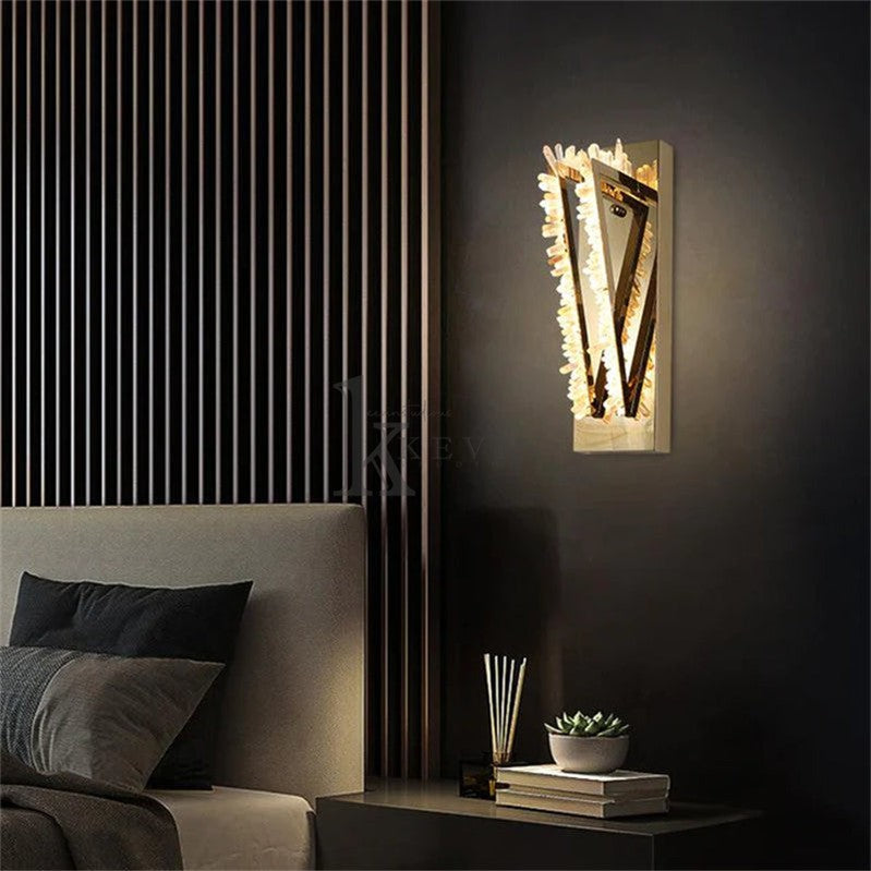 Turrin Modern Rock Crystal Wall Sconce For Bedroom Wall Sconce Kevin Studio Inc   