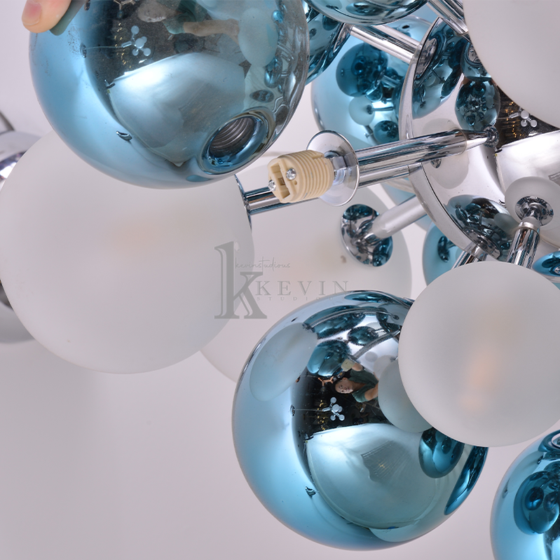 Blue Glass Ball Living Room Pendant Light Chandelier Kevin Studio Inc   