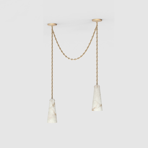 Modern Alabaster Chandelier 2 Light, Modern Alabaster Double Pendant chandelier Kevin Studio Inc Brass  