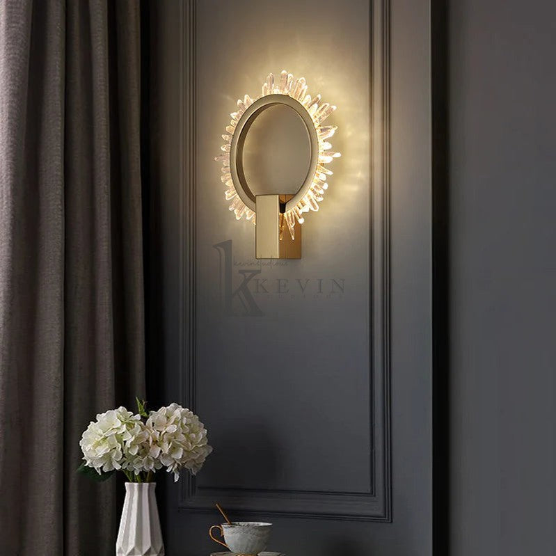 Galisa Modern Rock Crystal Wall Ring Wall Sconce Besides Bed Wall Sconce Kevin Studio Inc   