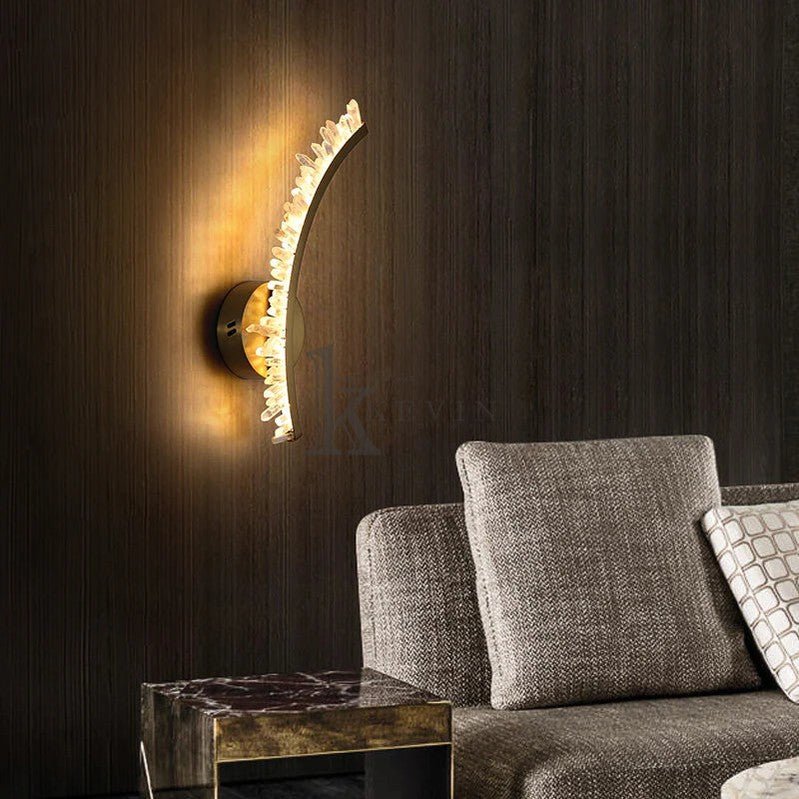 Deirdra Modern Rock Crystal Wall Sconce For Bedroom Wall Sconce Kevin Studio Inc 4.7" W X 19" H  