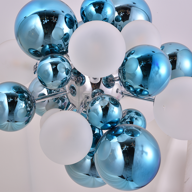 Blue Glass Ball Living Room Pendant Light Chandelier Kevin Studio Inc   