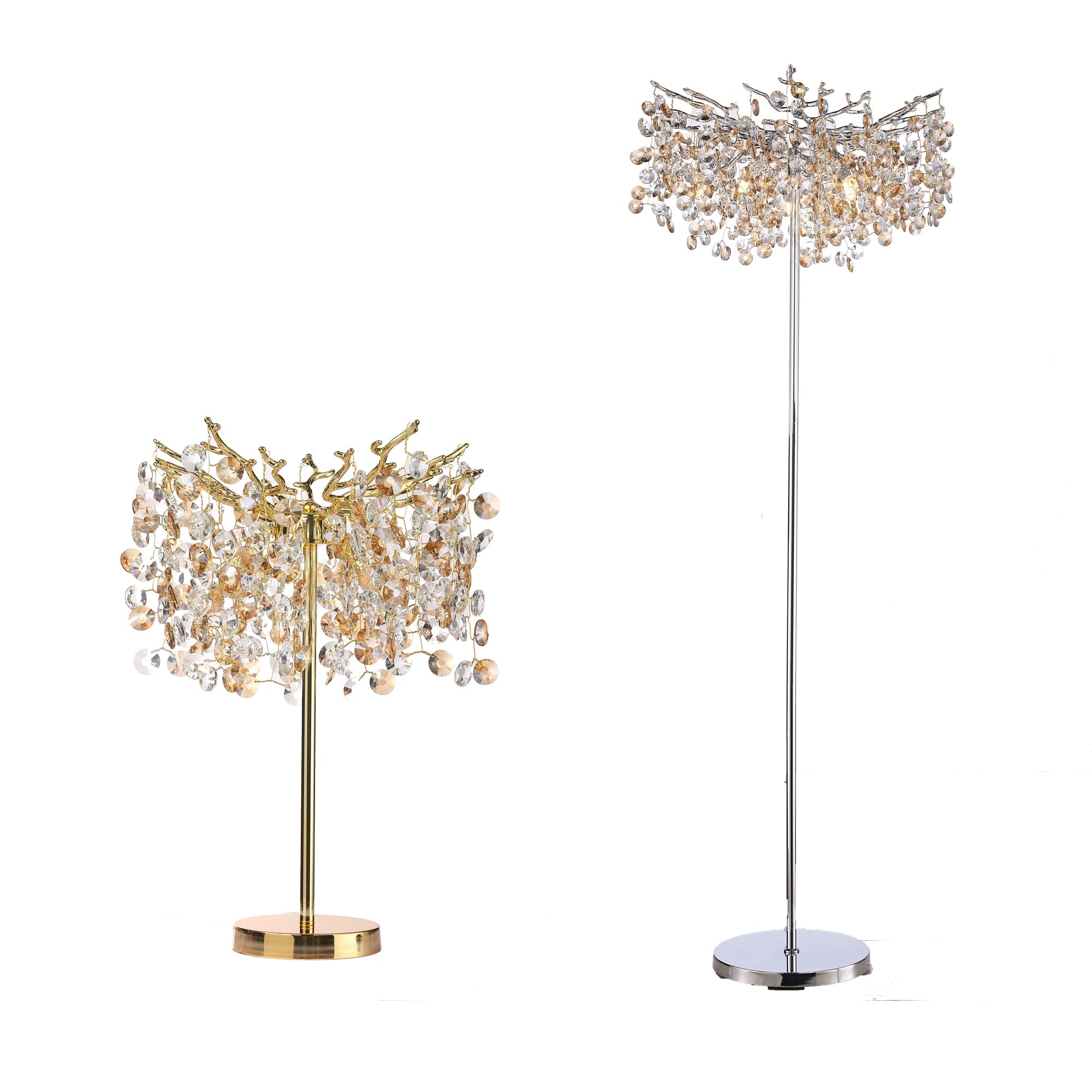 Thisbe Modern Clear Crystal Table Lamp For Bedroom, Gold Table Lamp Branch Chandelier Kevin Studio Inc   