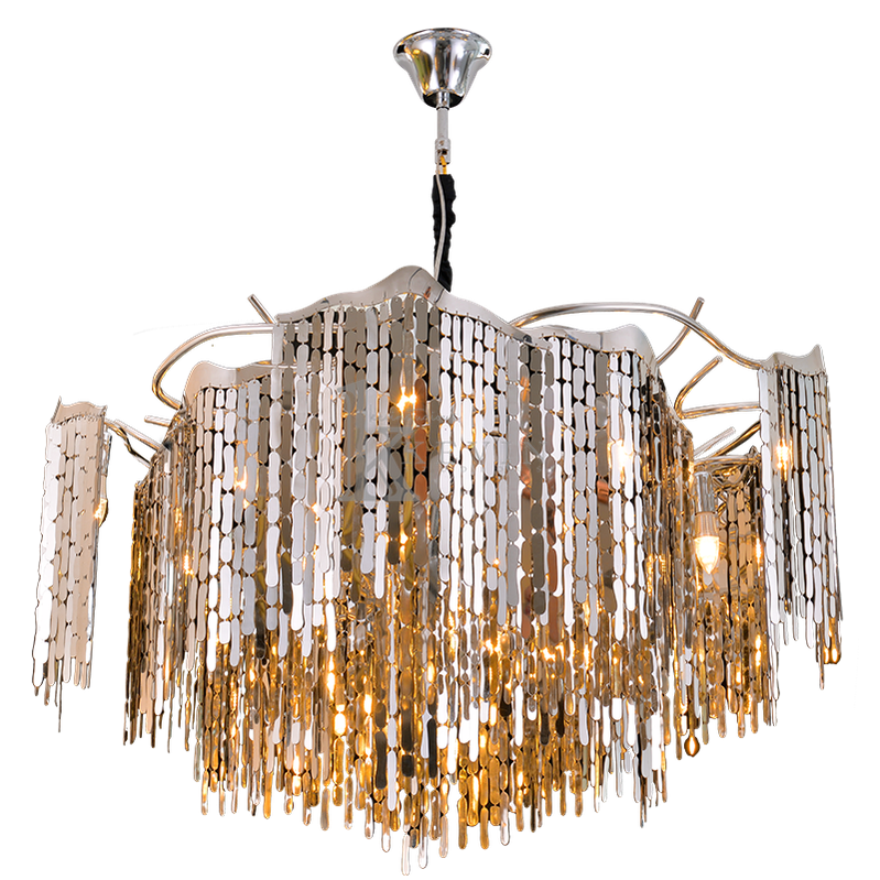 Contemporary Round Stainless Steel Petal Chandelier Chandelier Kevin Studio Inc   