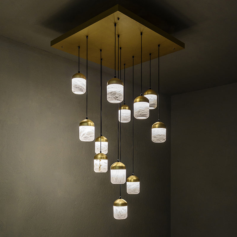 Serenity's Cascade - Modern Minimalist Alabaster Staircases Pendant Light Chandelier Kevin Studio Inc   