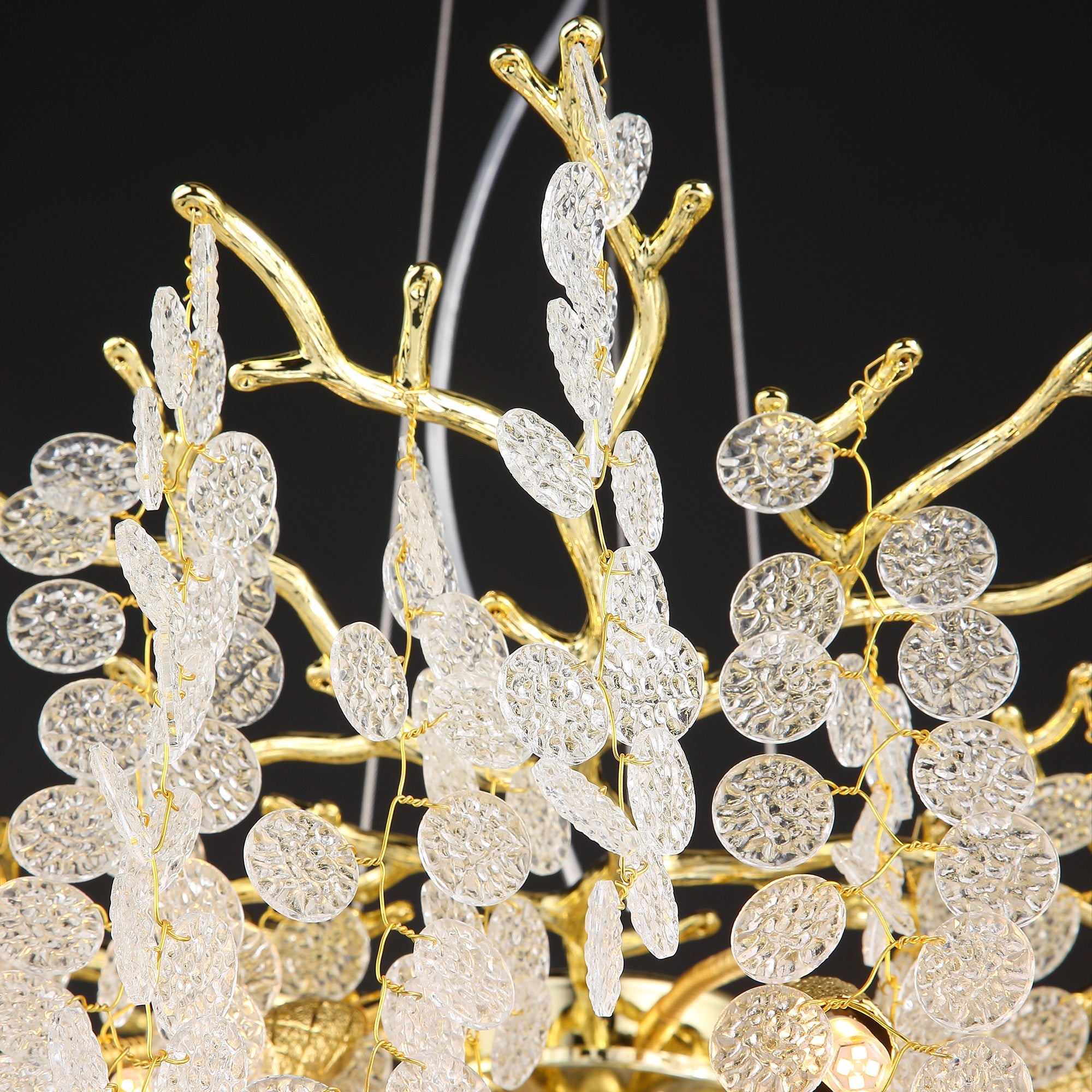 Hades Modern Gold Blossom Crystal Round Branch Chandelier For Living Room Branch Chandelier Kevin Studio Inc   