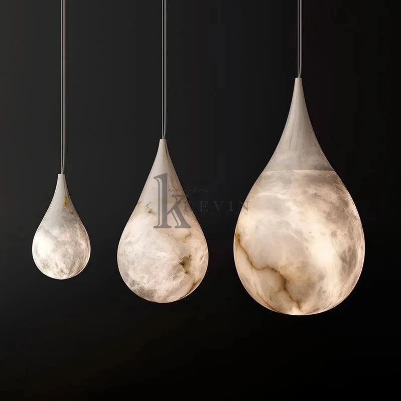 Koltin Alabaster Raindrop Pendant Lighting, Dining Table Pendant Chandelier Kevin Studio Inc 9.75'' D x 17.75'' H  