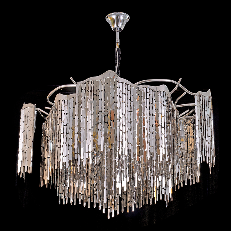 Contemporary Round Stainless Steel Petal Chandelier Chandelier Kevin Studio Inc   