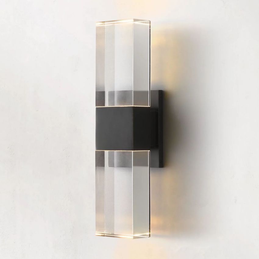 Aina Modern Linear Wall Sconce, Crystal Glass Wall Lamp Wall Sconce Kevin Studio Inc Matte Black  