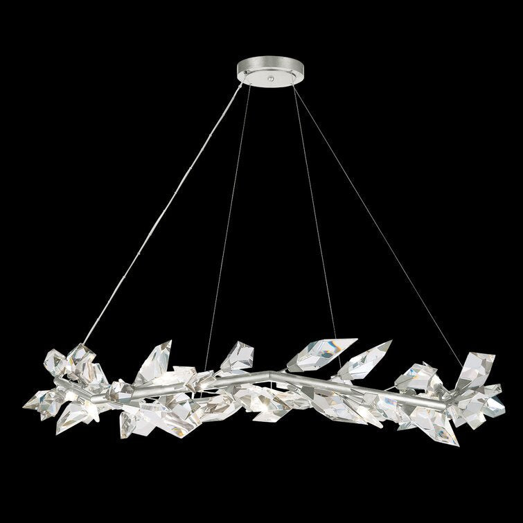 Aurelia Crystal Prism Round Crystal Chandelier 55" D  Kevin Studio Silver Leaf  