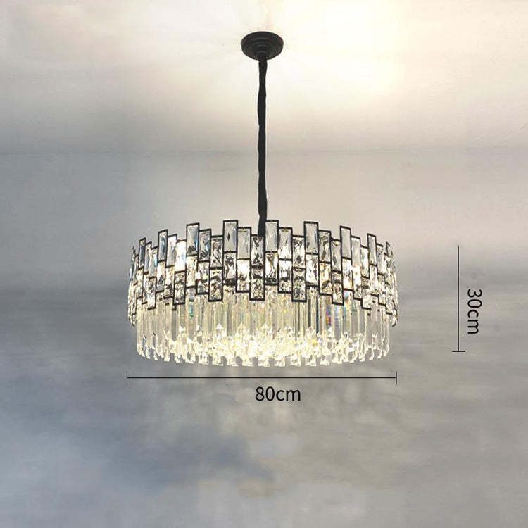 Emery Modern Round Crystal Chandelier For Living Room Chandeliers Kevin Studio Inc 31.4"D BLACK 