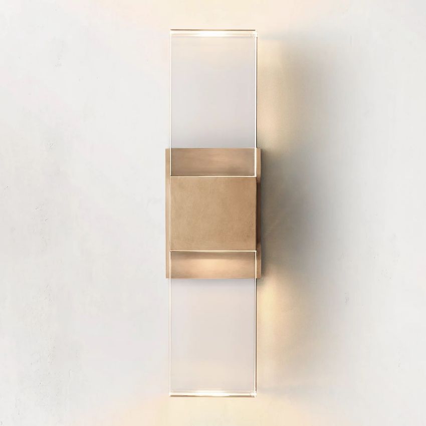 Aina Modern Linear Wall Sconce, Crystal Glass Wall Lamp Wall Sconce Kevin Studio Inc Vintage Brass  