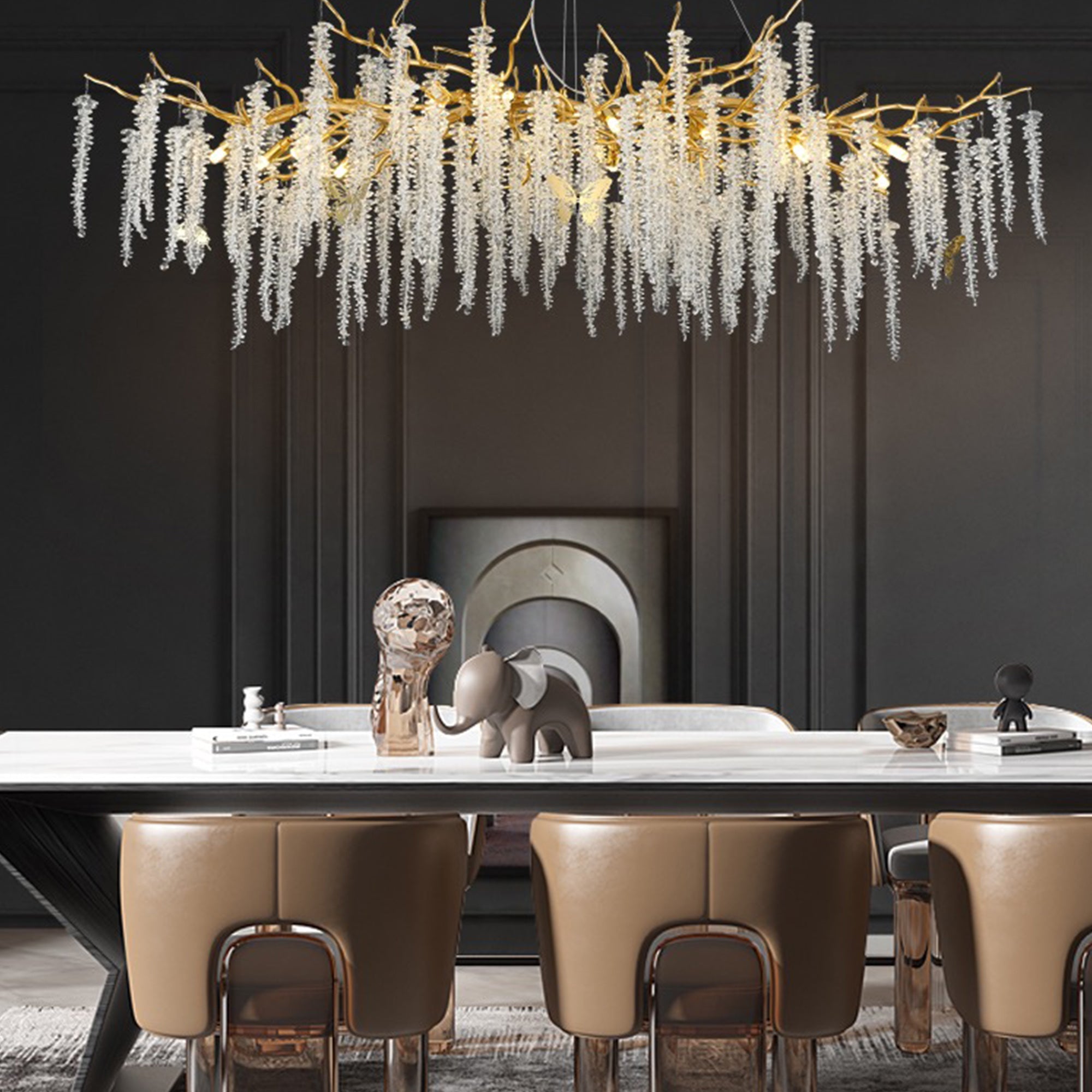 Azure Modern Gold Coin Crystal Round Branch Chandelier For Living Room Branch Chandelier Kevin Studio Inc   