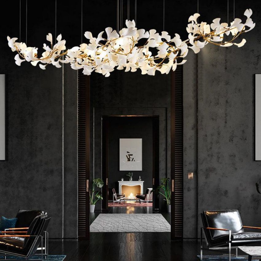 Modern Ceramic Ginkgo Leave Chandelier 4 Sizes Over Dining Table Chandelier Kevin Studio Inc   