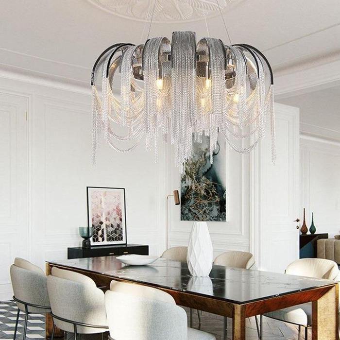 Flavio Modern Luxury Aluminum Chain Tassel Chandelier Chandelier Kevin Studio Inc Diameter 32"  