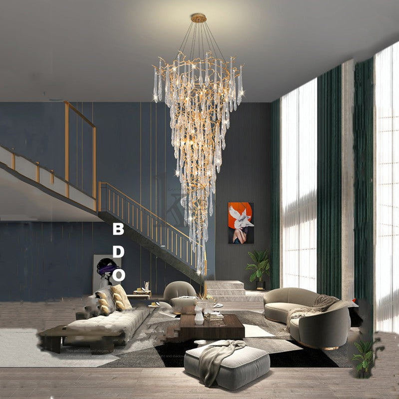 Carol Amboise Crystal Droplet Branch Staircase Chandelier Branch Chandelier Kevin Studio Inc   