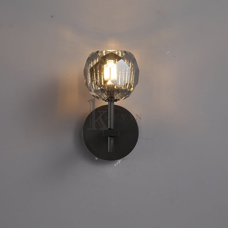 Floris Modern Smoky Crystal Ball Short Wall Sconce, Crystal Led Wall Lights for Bedroom Wall Sconce Kevin Studio Inc   