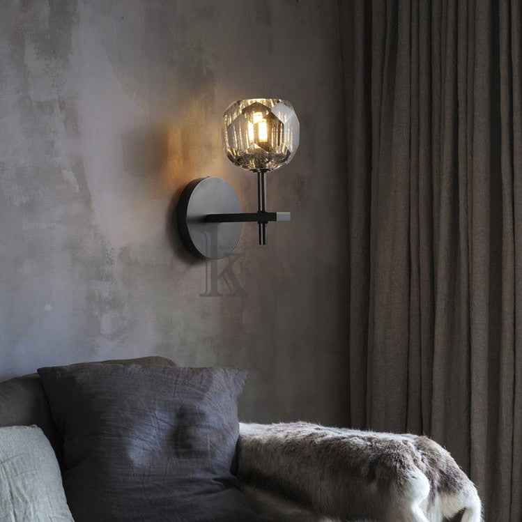 Floris Modern Smoky Crystal Ball Short Wall Sconce, Crystal Led Wall Lights for Bedroom Wall Sconce Kevin Studio Inc   