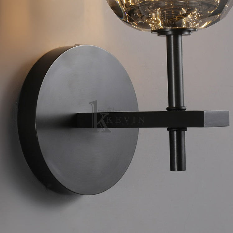 Floris Modern Smoky Crystal Ball Short Wall Sconce, Crystal Led Wall Lights for Bedroom Wall Sconce Kevin Studio Inc   